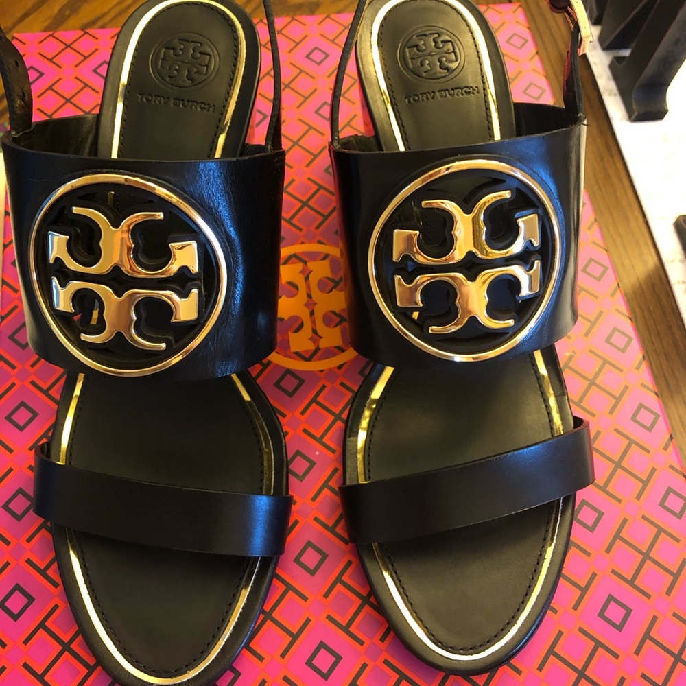 Worn once Tory Burch Size 9 Black Sandals!!!